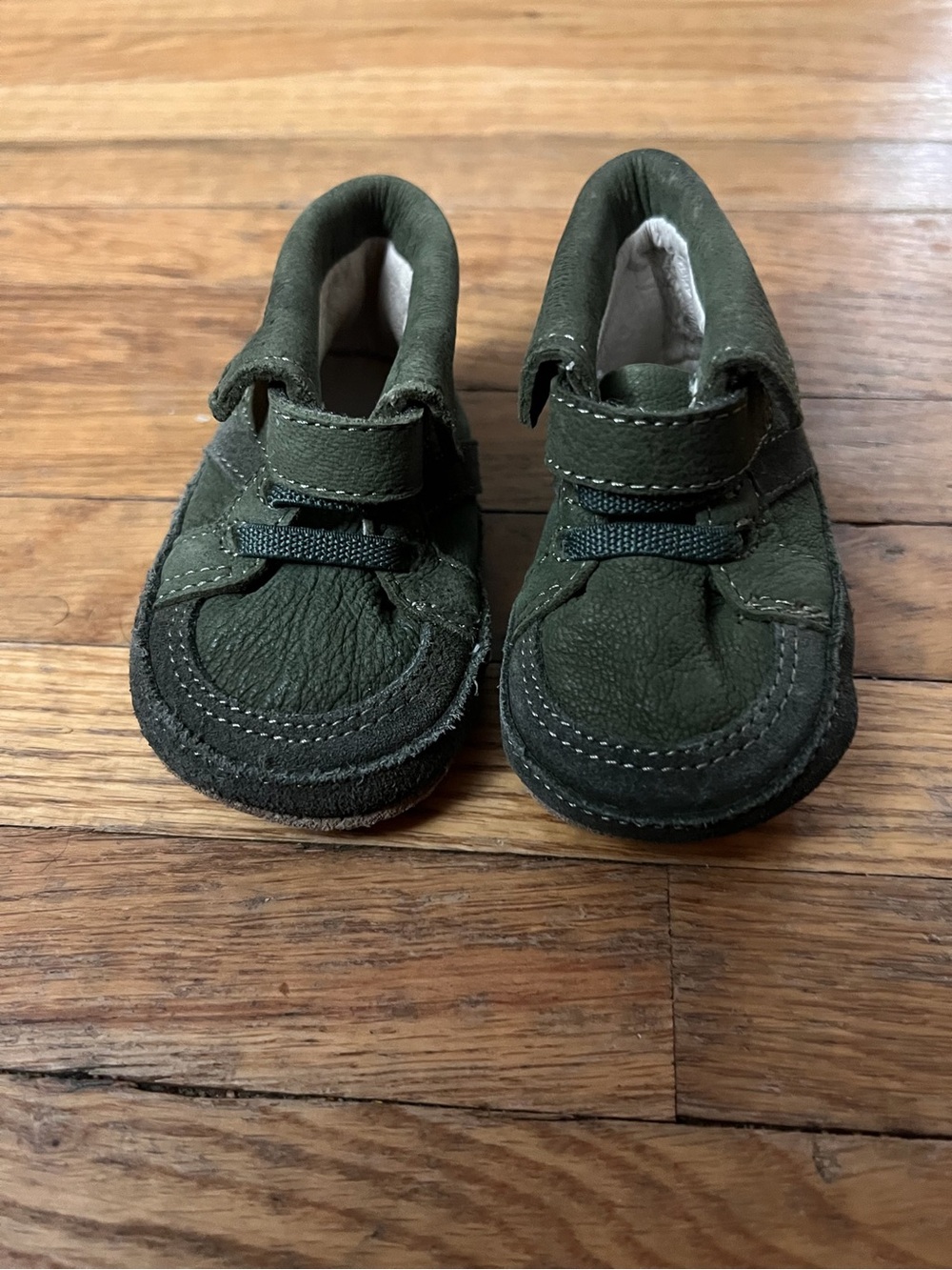 Robeez 3/6 Olive Green Leather Moccasin Shoes